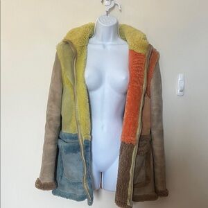 Veronique d’Aragon Colorful Patchwork suede Coat